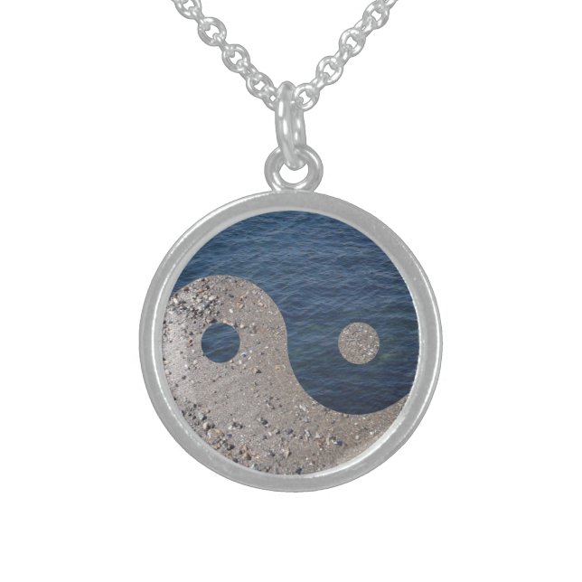 Sand and Water Yin and Yang Sterling Silver Necklace (Front)