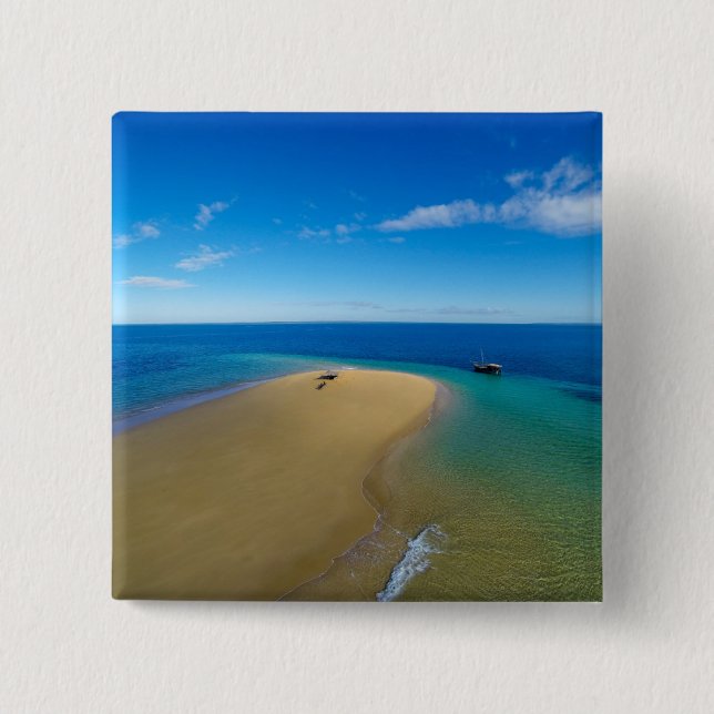 Sand Bar And Dhow | Ibo Island, Mozambique Pinback Button (Front)