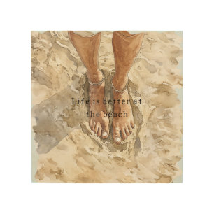 Sand Beach Barefoot Wood Wall Art