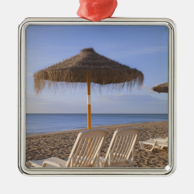 Sand Beach Chairs with Umbrella Metal Ornament (Front)