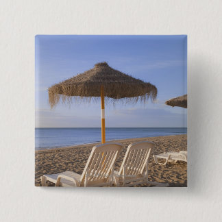 Sand Beach Chairs with Umbrella Pinback Button