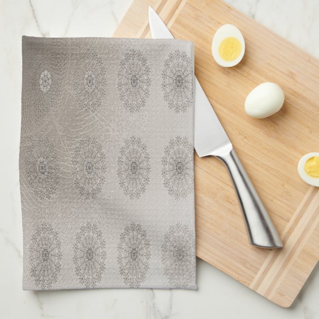 Sand-beach floral textile patterned art kitchen towel (Quarter Fold)