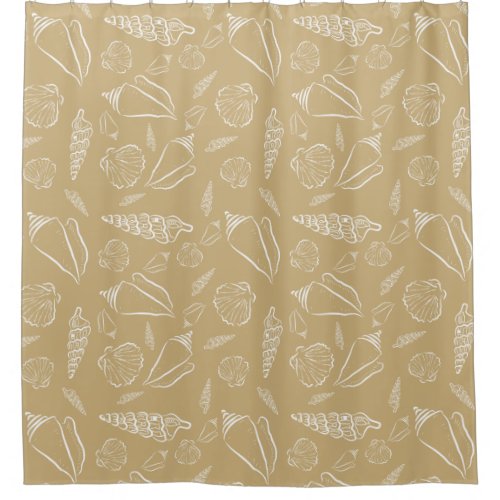 Sand Beach Sea Shells Pattern Shower Curtain