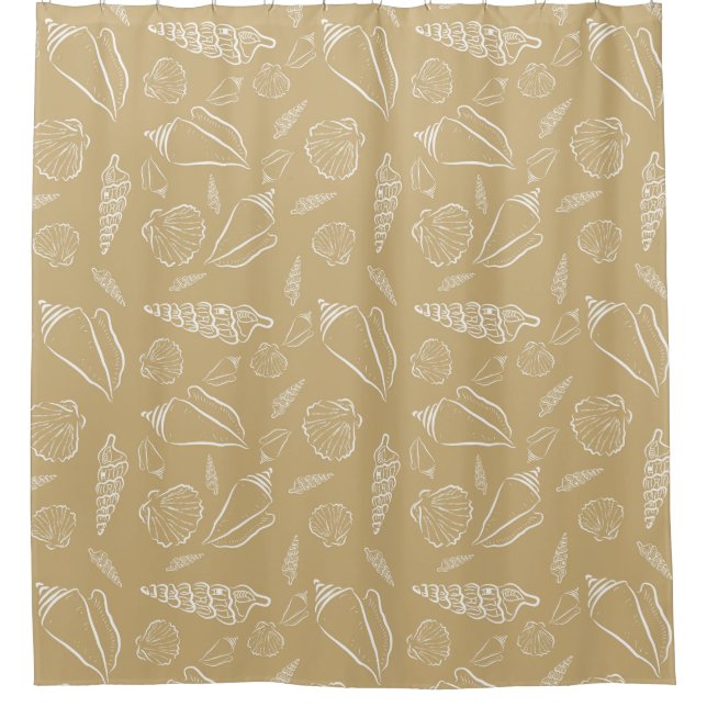 Sand Beach Sea Shells Pattern Shower Curtain (Front)