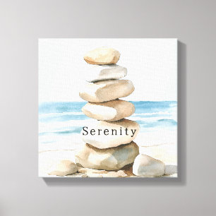 Sand Beach Serenity Rocks Ocean Canvas Print