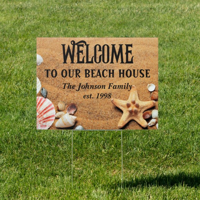Sand Beach Welcome To Our Beach House Sign (Insitu)