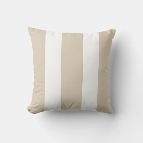 Sand Beige and White Cabana Stripes Outdoor Pillow