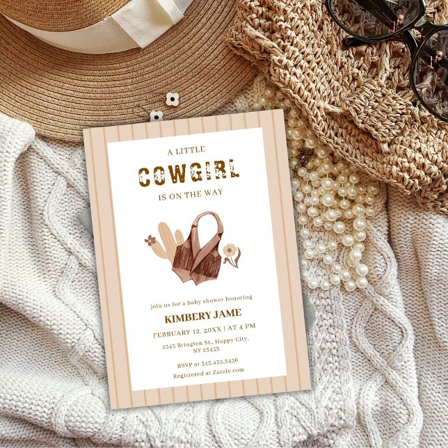 Sand Beige Boho Western Cactus Cowgirl Baby Shower Invitation (Sand Beige Boho Western Cactus Cowgirl Baby Shower Invitation)