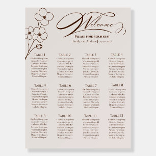 Sand Beige Botanical 12 tables Seating Chart Foam Board