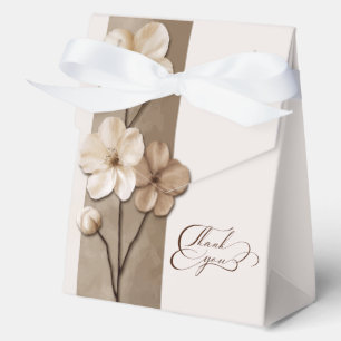 Sand Beige Floral Botanical Wedding Thank You Favor Boxes