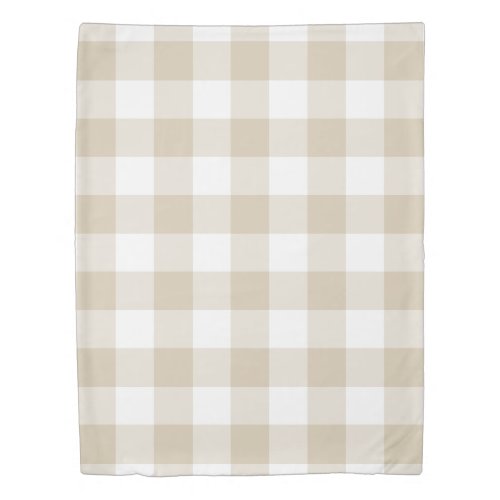 Sand Beige Gingham Check Plaid Neutral Farmhouse Duvet Cover