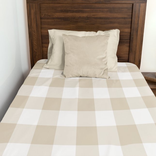 Sand Beige Gingham Check Plaid Neutral Farmhouse Duvet Cover (Creator Uploaded)