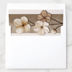 Sand Beige Hand Drawn Floral Botanical Wedding Envelope Liner