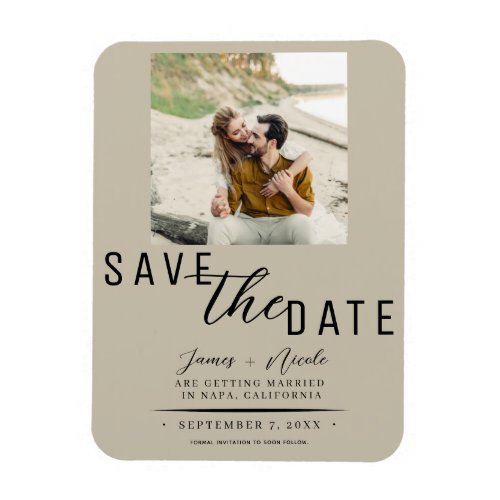 Sand Beige Save the Date Photo Wedding Magnet