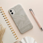 Sand Beige Tropical Botanical Palm Leaves Pattern iPhone 13 Case<br><div class="desc">Catch some summer vibes with this trendy island inspired tropical botanical pattern featuring sheer palm frond silhouettes on a neutral sand beige background. This cool, modern jungle pattern with lush white foliage, palm tree leaves and tropical greenery is the perfect way to complete your summer look. Personalize with a name...</div>