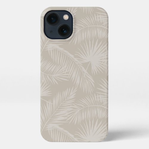 Sand Beige Tropical Botanical Palm Leaves Pattern iPhone 13 Case