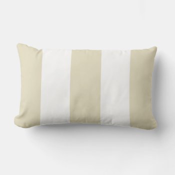Sand Beige White Huge Stripes Lumbar Pillow by FantabulousPatterns at Zazzle