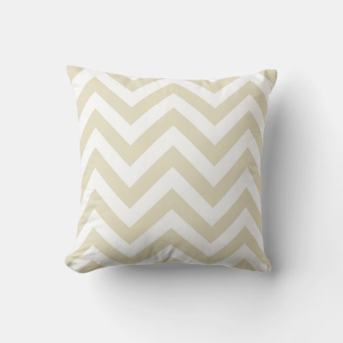 Sand Beige White Large Chevron ZigZag Pattern Throw Pillow