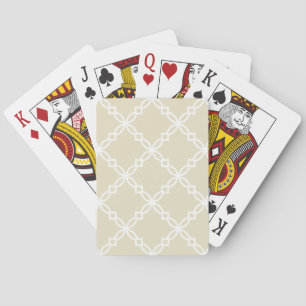Sand Beige White Large Fancy Quatrefoil Pattern Poker Cards
