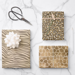 Sand Beige Zebra Print Wrapping Paper Sheets