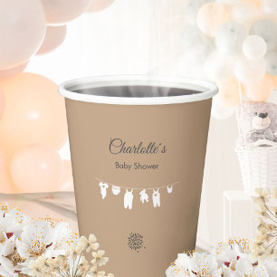 Sand Boho Minimalist Gender Neutral Baby Shower Paper Cups
