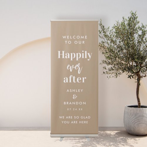 Sand Boho Welcome To Our Wedding Entrance  Retractable Banner