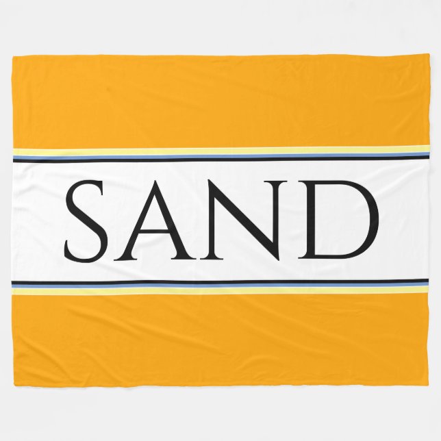 SAND Bright Yellow Orange White Racing Stripes Fleece Blanket (Front (Horizontal))