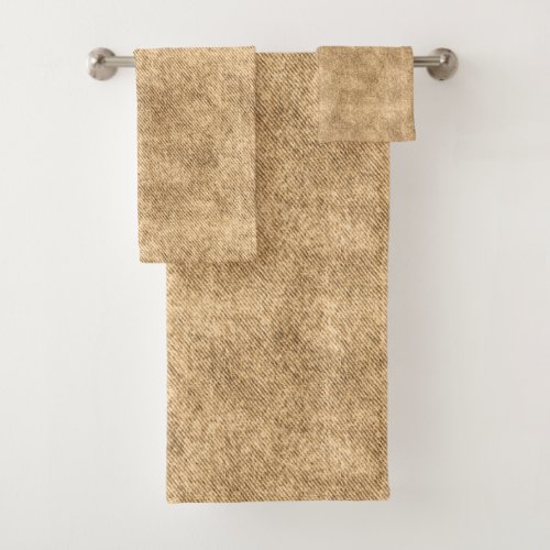 Sand Brown Denim Pattern Bath Towel Set