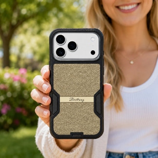 Sand Brown Glitter Artsy Abstract Name 16 Pro Max iPhone 17 Pro Max Case