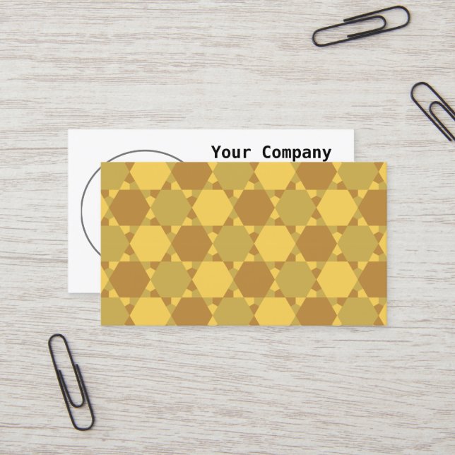 Sand Brown Star Optical Illusion Pattern Business Card (Front/Back In Situ)