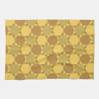 Sand Brown Star Optical Illusion Pattern Kitchen Towel
