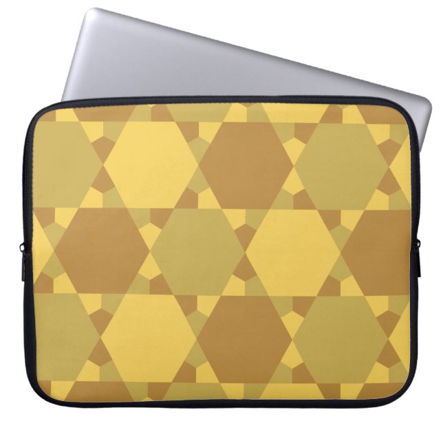 Sand Brown Star Optical Illusion Pattern Laptop Sleeve (Front)