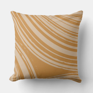 Sand Burnt Orange Wave Circles Throw Pillow