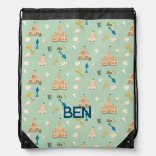Sand Castle Architect Birthday Beach Towel Drawstring Bag