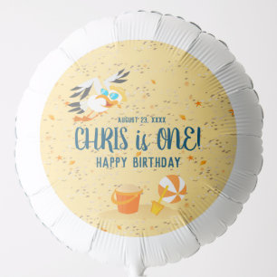 Sand castle beach fun baby boy birthday party balloon