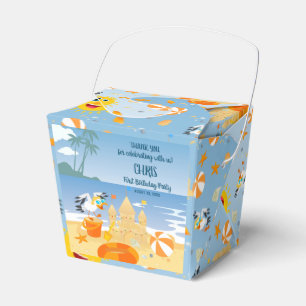 Sand castle beach fun baby boy birthday party favor boxes