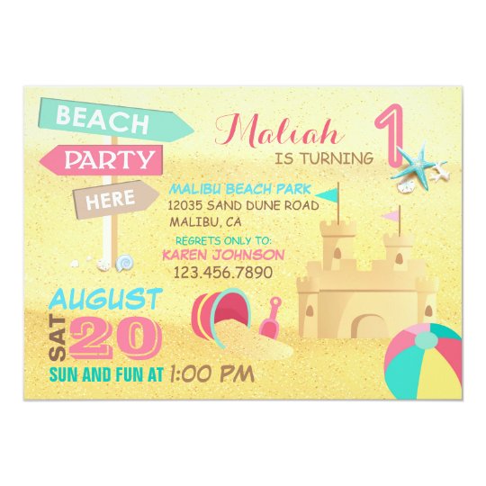 sand castle beach party birthday invitations zazzle com