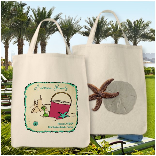 Sand Castle Beach Personalized Family Reunion Tote Bag (Creator Uploaded)