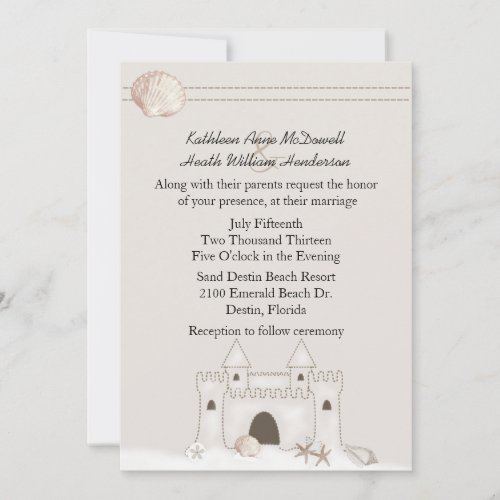 Sand Castle Beach Theme Wedding Invitation