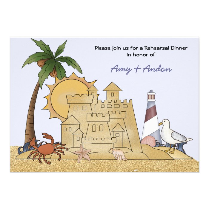 Sand Castle Rehearsal Dinner Invitation