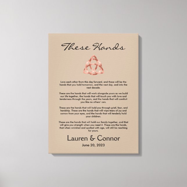 Sand Celtic Irish Wedding Vows Handfasting  Canvas Print (Front)
