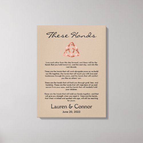 Sand Celtic Irish Wedding Vows Handfasting  Canvas Print