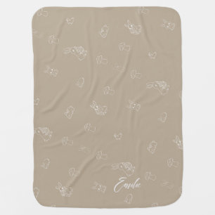 Sand Color Rabbit and Mushroom Kids Baby Blanket
