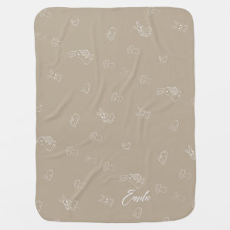 Sand Color Rabbit and Mushroom Kids Baby Blanket