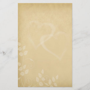 Sand Color Vintage Hearts Stationery