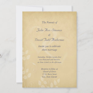 Sand Color Vintage Hearts Wedding Invitation