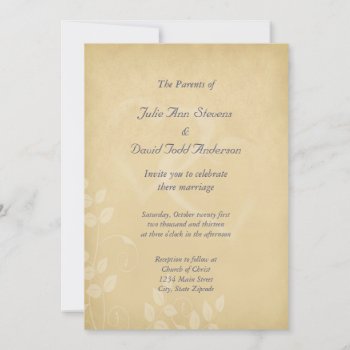 Sand Color Vintage Hearts Wedding Invitation by Lasting__Impressions at Zazzle
