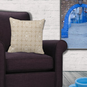 Sand Colored African Inspired Repeat Pattern Throw Pillow
