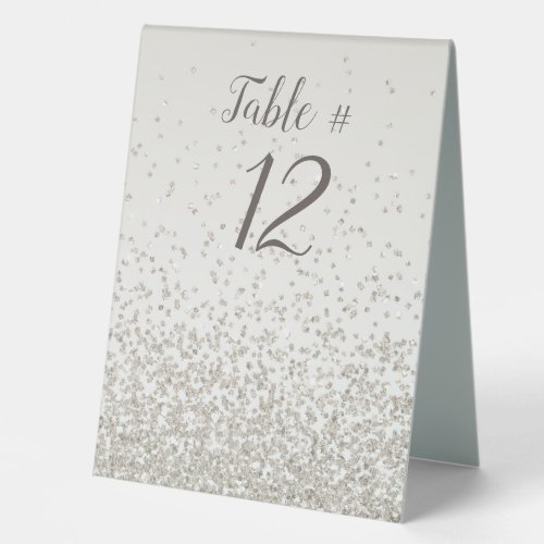 Sand Colored Faux Glitter Wedding Table Tent Sign