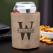 Sand Colored Oakmont Faux Leather Can Cooler (Front)